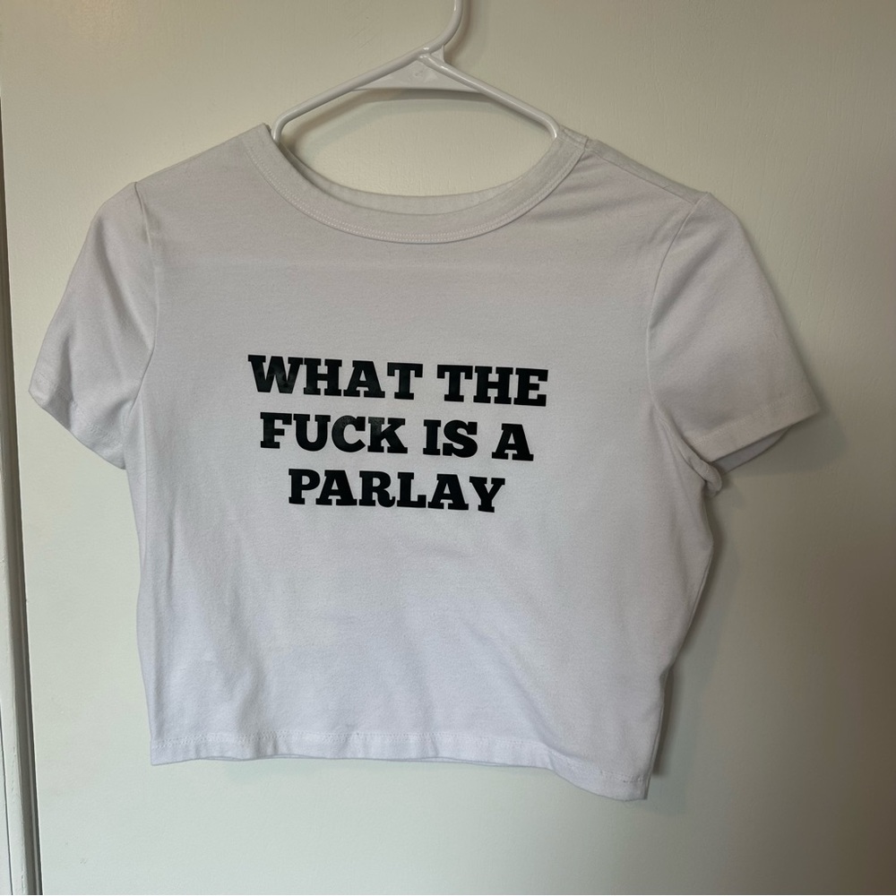 Wtf is a parlay graphic baby tee Size M